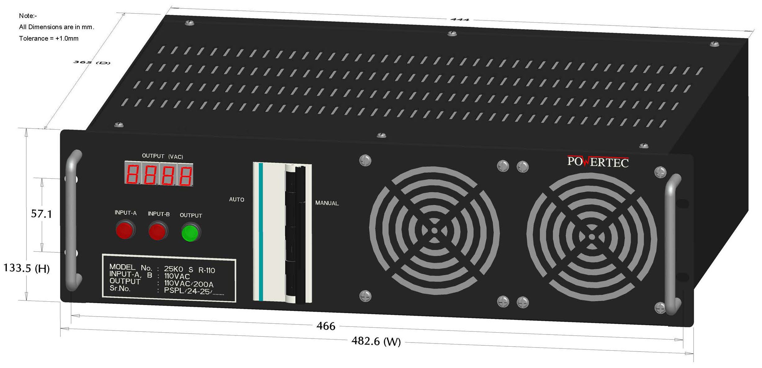 PSPL_PAC 25K0 S R-110_3D_01_Front View_With Dimension_000