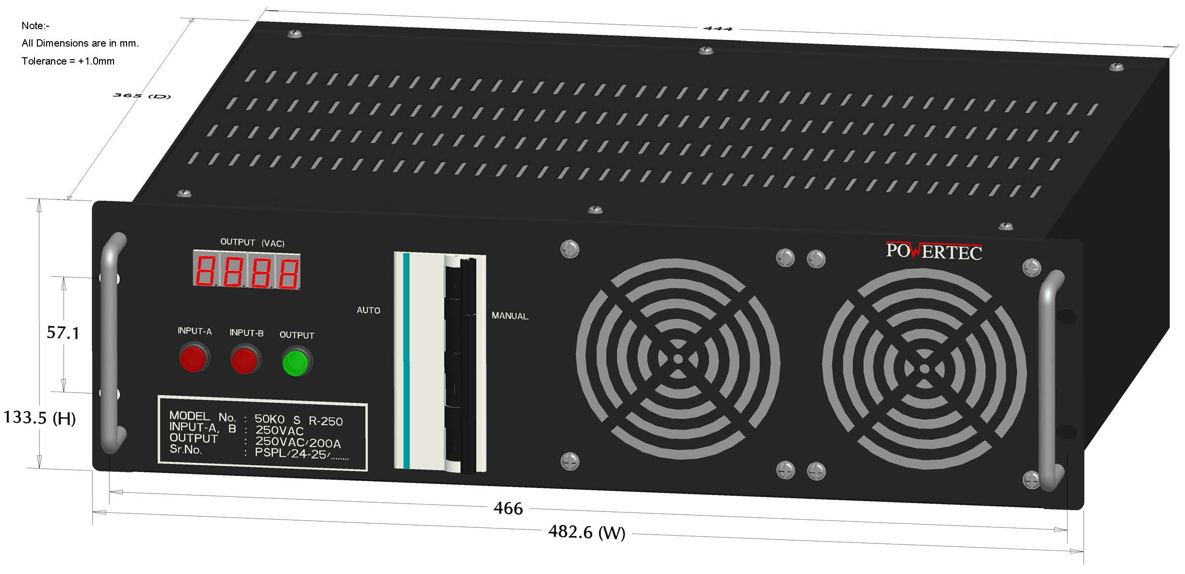 PSPL_PAC 50K0 S R-250_3D_01_Front View_With Dimension_000