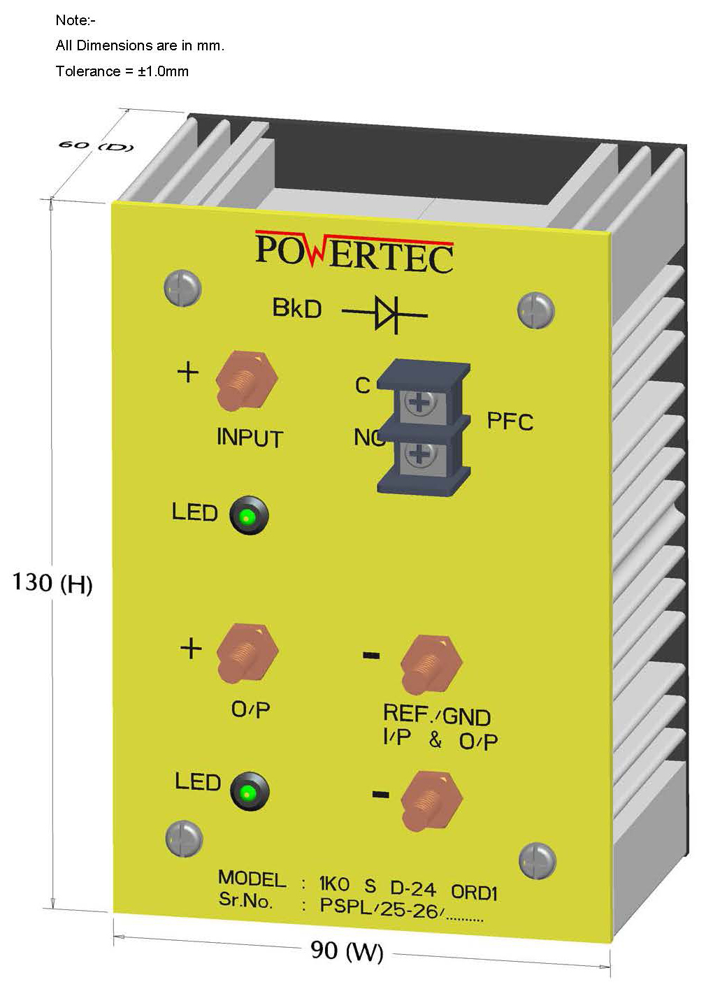 PSPL_1K0 S D-24 ORD1_3D_01_Front View_With Dimensions_000