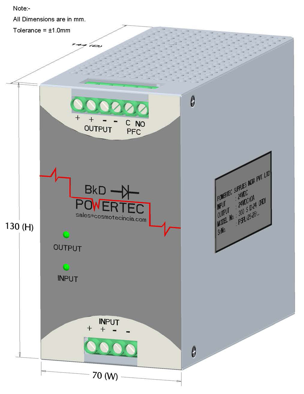 PSPL_300 S D-24 ORD1_3D_01_Front View_With Dimensions_000