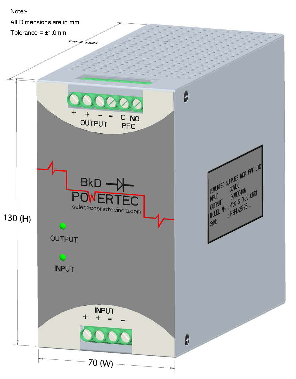 PSPL_450 S D-30 ORD1_3D_01_Front View_With Dimensions_000